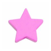Træperle. Stjerne. Pink. 19 mm